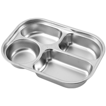 Dinner plate food grade 316 stainless steel fast food plate primary school children kindergarten office worker divided rice plate 3842