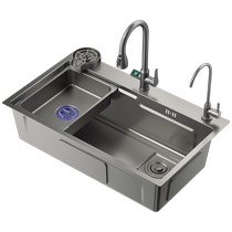 Kitchen sink dishwashing basin large single slot nano 304 stainless steel thickened dishwashing sink under counter household dishwashing 2200