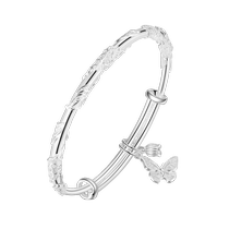 Chinese jewelry flowery butterfly sterling silver bracelet 999 pure silver bracelet for girlfriend Valentines Day gift 937C1