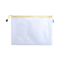 Morning light thickened file bag A4 transparent mesh zipped bag folder A5B5 large capacity paper collection bag stationery bag waterproof bill bag B6 zipped office archive information bag 3114
