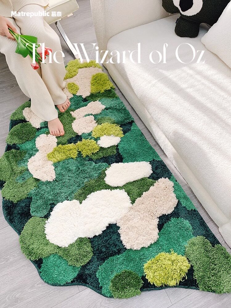Green Moss Series Moss Carpets Handmade Living-room Bedroom Bedside Blanket Green Irregular Advanced Sensation Mat 2592-Taobao