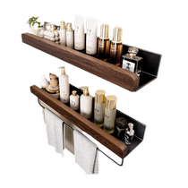 Walnut bathroom rack storage rack wall-mounted bathroom storage box wall-mounted washbasin shelf without punching