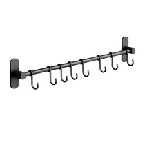 Kitchen storage rack hook row hook punch-free multi-functional household spatula spoon wall hanging rod knife holder 2262