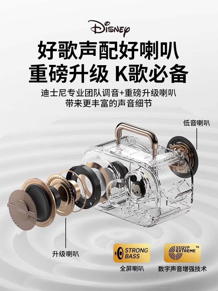 Disney Microphone Audio Integrated Microphone Bluetooth Children's Home K Singing Speaker Birthday Gift 1307A