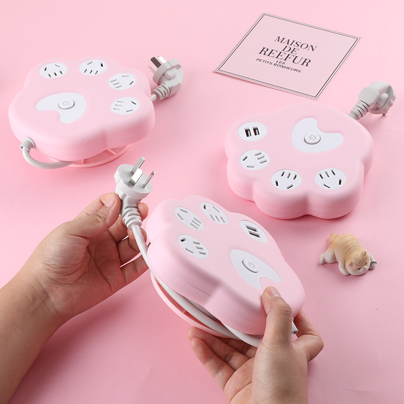 (Zecattle 343) Multi-functional USB Student Dormitory Charging Adolescent Girl Hearts Socket Extension Cord patch extension cord