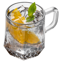 Household high-end drinking cup for women milk ins style coffee cup high appearance hexagonal glass cup with handle 2407