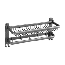 Gun gray towel rack 304 stainless steel punch-free toilet bathroom storage rack bath towel rack bathroom pendant 1763