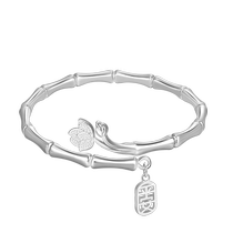 Chinese Jewelry Bamboo Silver Bracelet Womens 999 Pure Silver Bracelet Solid Pure Silver Valentines Day Gift for Girlfriend 937C1