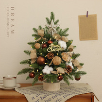 Christmas decoration mini tree 45 60cm desktop Christmas ornaments mixed leaf spray snow simulation Christmas tree 2134