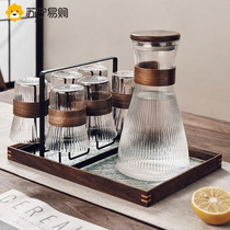 Chinese glass water cup home set heat-resistant family hospitality drinking cup tea cup water set cup holder 947g