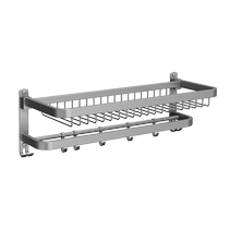 Gun gray towel rack 304 stainless steel bath towel bathroom hardware pendant no punching bathroom storage rack 1763