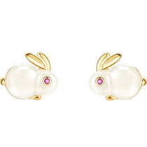 Chinese Gold and Silver Hetian Jade Rabbit Earrings Womens Sterling Silver Earrings Earrings 520 Gifts for Girlfriend 1693