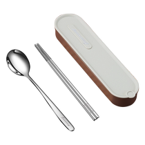 Chopsticks spoons three-piece tableware set high-looking 316 stainless steel portable tableware for office workers 2018