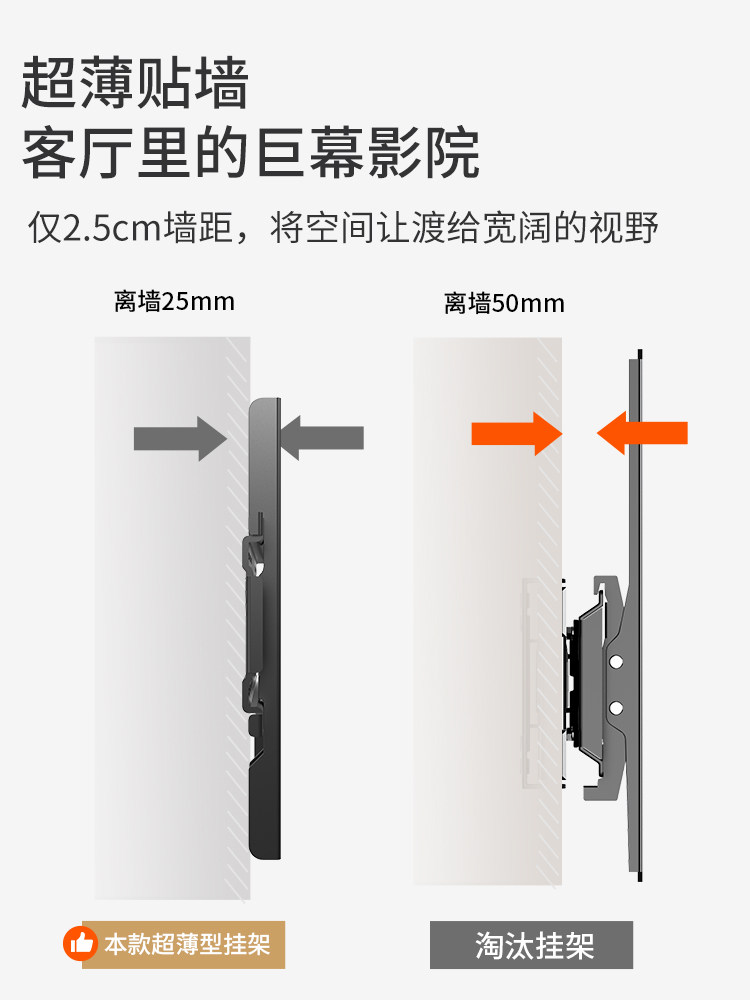 Kaiqi Tv Mount Universal Wall Bracket Suitable for Tcl, Skyworth, Xiaomi and Other 65, 75, 85 Inch 2492 Models
