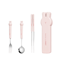 Chopsticks and spoon set portable tableware three-piece storage box for primary school students and children single pack 2479