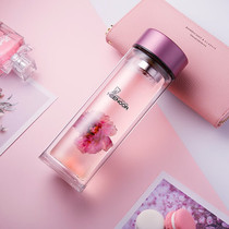 HEENOOR double-layer glass womens flower tea cup 9506 series heat-insulated anti-scalding portable water cup 3194