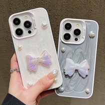 Suitable for iPhone14 new anti-fall bow phone case 13pro ultra-thin personalized protective case 15pro Internet celebrity female puls case 15 simple anti-fall Apple 12 advanced case m