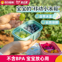 易优家小学生水果便当盒辅食冷冻盒保鲜盒食品级可微波辅食盒2526