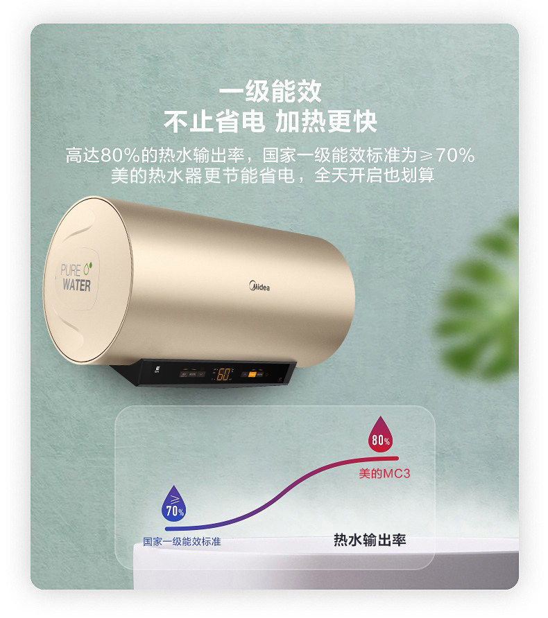 Midea美的 wifi智控热水器 60L 一级能效 双管变频速热 图3