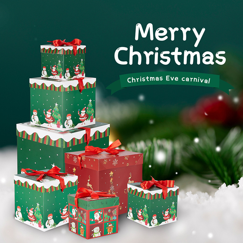 2023 New Christmas Gift Candy Box Square Cardboard Boxes Packaging Creative Atmosphere Placement Christmas Holidays 2134-Taobao