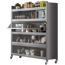 Kitchen storage rack multi-layer storage cabinet sideboard heightened door dustproof storage cabinet with wheels Beautiful Kitchen Story 1674