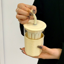 Simple glass cup for high-looking couples high-temperature-resistant straw water cup with tea warehouse home drinking fruit juice cup 2288