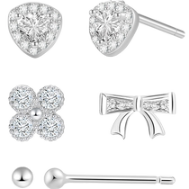 Chinese jewelry 925 sterling silver earrings niche bow earrings womens zircon earrings set birthday gift 937C1