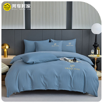 Embroidered washed cotton four-piece set washed cotton high count soft skin-friendly quilt cover pillow cover versatile can sleep naked 2223