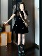 French Hepburn Style Black Dress for Women, Spring New Velvet Bow High-End Elegant Slimming A-Line Dress