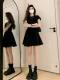 Little Black Dress Fishbone Pinch Waist for Women 2025 Super Hot Summer Short Skirt Sexy High-End Dress