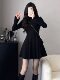 French-Style Hepburn-Inspired Black Knit Dress for Women, Autumn and Winter, Petite Slim-Fit A-Line Dress with a High-End Feel, Base Dress