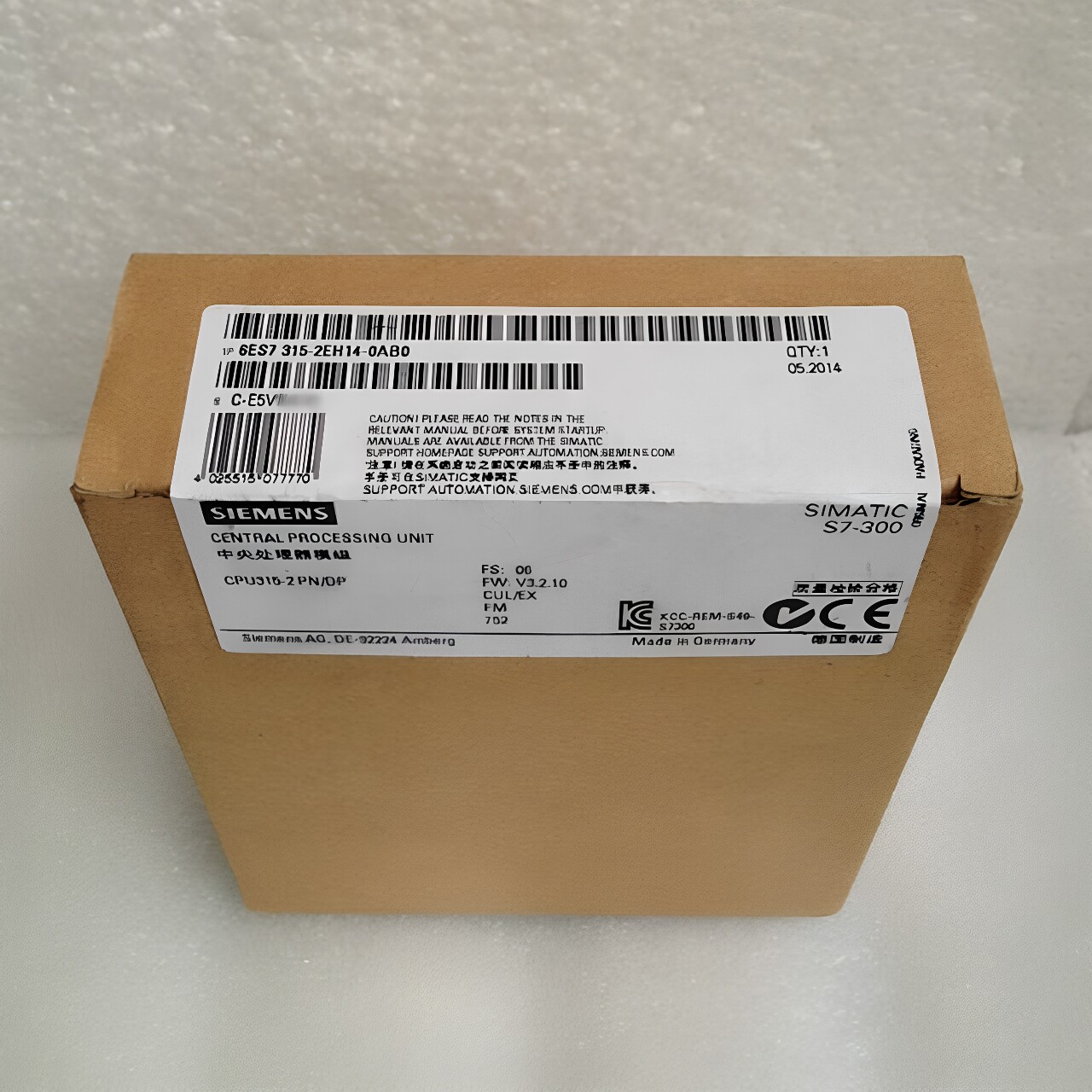 6Es7315-2Eh14-0Ab0 ซีเมนส์ 315-2Pn/Dp หน่วยประมวลผลกลาง 6Es73152Eh140Ab0