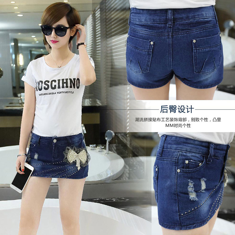 牛仔短裤裙裤女春夏韩版假两件裤衩裙2018新款夏装大码超短半身裙