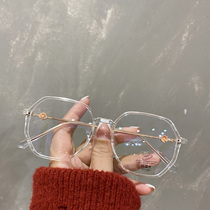 Ultra light myopia glasses female red book polygon square net red plain face thin transparent frame glasses male tide