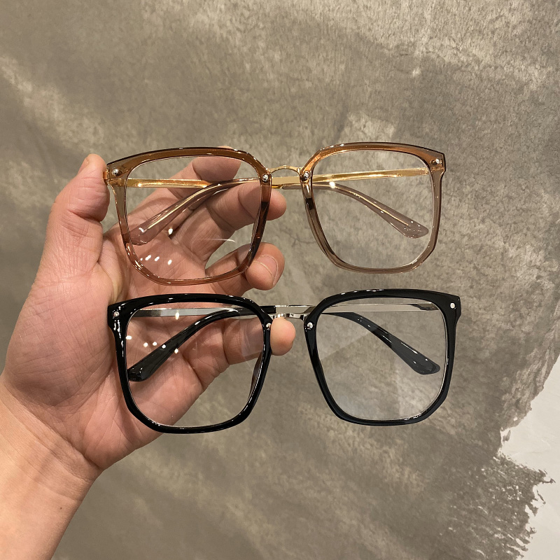 Glasses female Han version retro large frame round face square anti-blue light frame black frame with slim and face glasses male tide