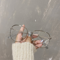 Polygon myopia glasses women can be equipped with degrees Korean version of tide big face thin gray Net red eye frame men