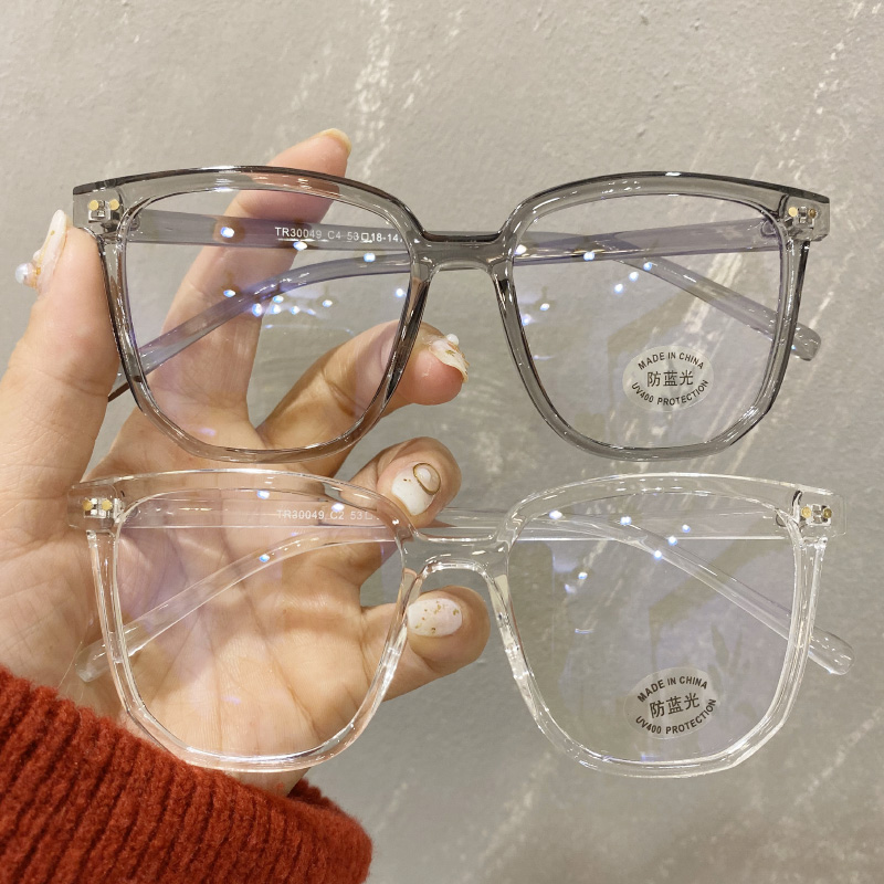 Radiation-resistant Blu-ray Flat Mirror Male transparent frame Glasses Frame Women Ins Korean version vegan face Shenzer Grand face with myopia