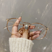 Myopia glasses women can be equipped with degree digital face thin black transparent net red face Korean round frame glasses men