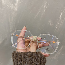 Ultra light TR90 myopia glasses female with degree small red book transparent glasses frame plain face thin black eye frame male
