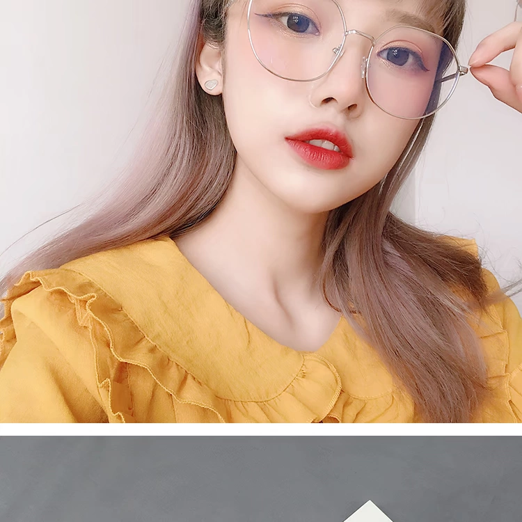 Kính khung nữ phiên bản Hàn Quốc của thủy triều Retro phong cách Harajuku Su Yan in lưới đỏ phẳng gương học sinh cận thị kính nam - Kính khung kính solex