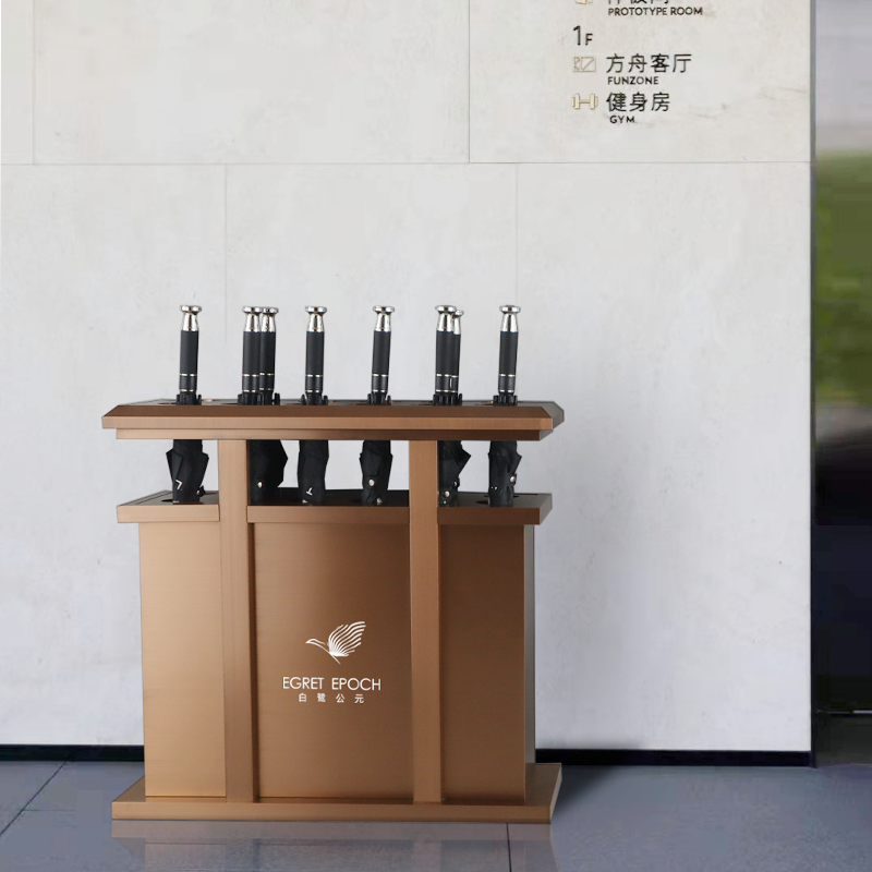 Bronze old boutique commercial umbrella rack hotel lobby welcome sales department villa storage umbrella rack LOGO customization