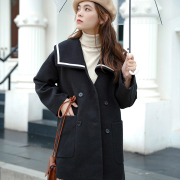 2019 Hải quân New Collar Winter của Loose-Lắp Coat IHS cổ điển phổ biến áo Hepburn gió