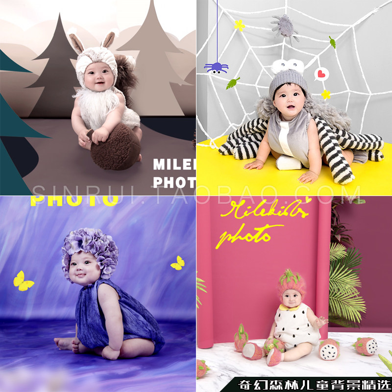 Children's photography background cloth New fantasy forest baby 100-day-old photo digital baby background paper