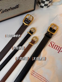 @Genuine leather cowhide large buckle/small buckle two types of high-end bronze versatile double-sided thin belt retro ladies belt