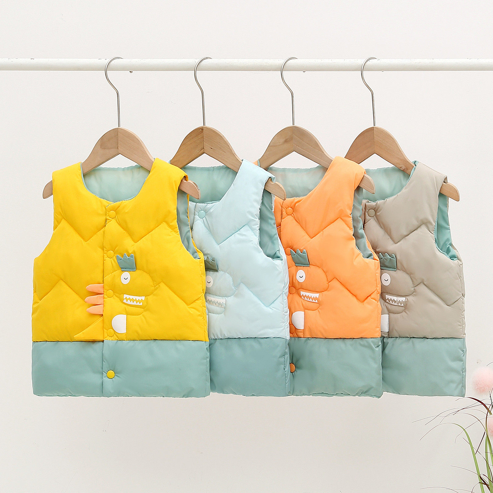 Mi Langshen 2022 autumn and winter horse clip boys and girls baby vest baby liner vest shoulder children's down cotton vest