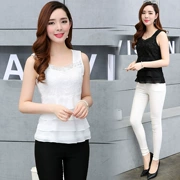 Mùa xuân và mùa hè Hàn Quốc ren kích thước lớn khí chất Slim dây đeo hoang dã vest nữ bên lá sen