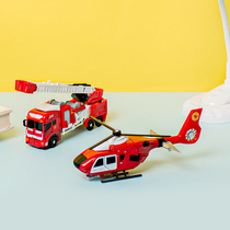 MINISO famous excellent alloy deformation toy car boy ladder fire truck children motorcycle plane Police car