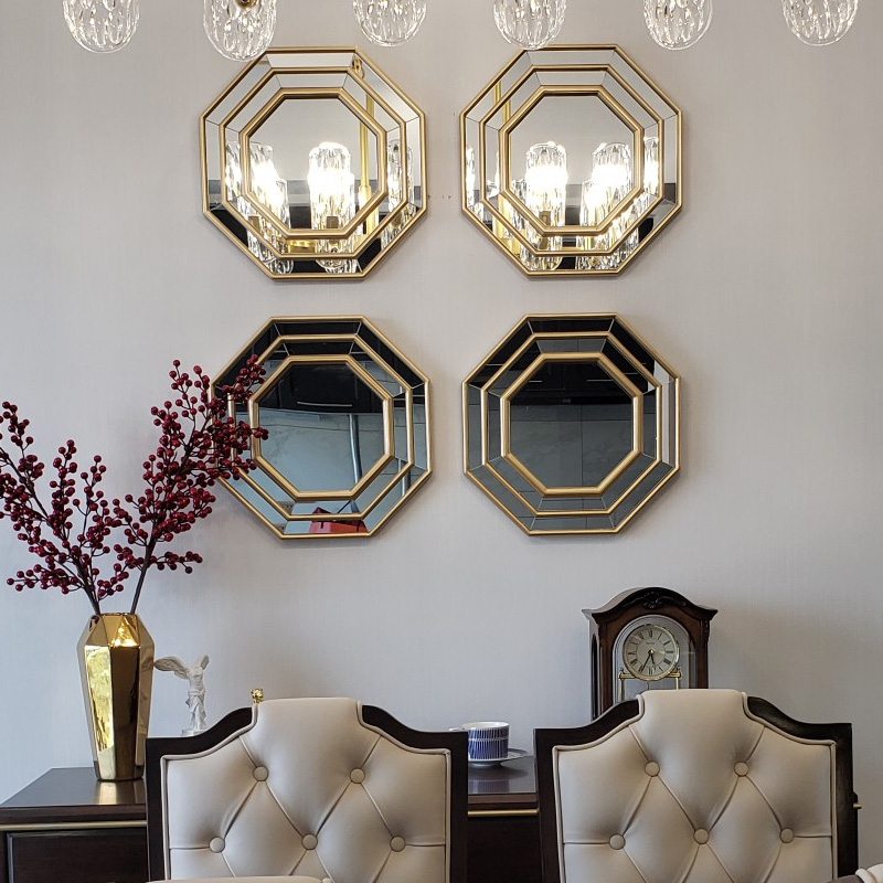 Eight Divination Mirror Dining Room Background Wall Decoration Mirror Living Room Creative Composition Wall-mounted Mirror-Like Board Soft-Mounted Mirror