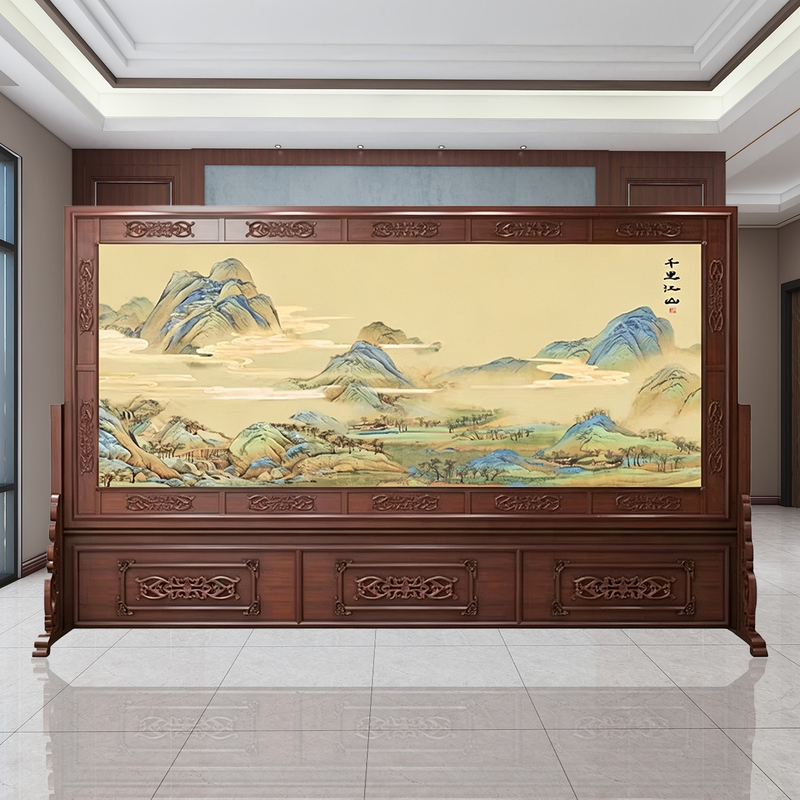 Chinese-Style Screen Partition for Office, Company Meeting Room, Living Room, Entryway, Facing the Door, Blocking the View, Welcoming Guests, Solid Wood Screen Chinese-Style Screen Partition for Office, Company Meeting Room, Living Room, Entryway, Facing the Door, Blocking the View, Welcoming Guests, Solid Wood Screen