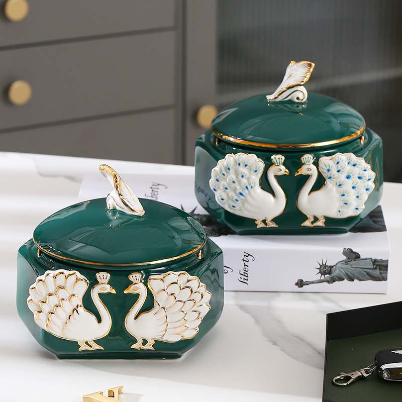 American Light Lavish Living Room Home High-end Smoking Ash Trays With Lid Anti-Fly Ash Creative Personality Trendy European Nordic Ins